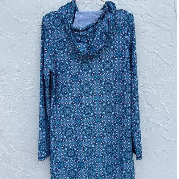 Aqua Et Sol Womens Hooded Long Sleeve Beach Cover Dress Blue Sz Medium - Picture 9 of 9